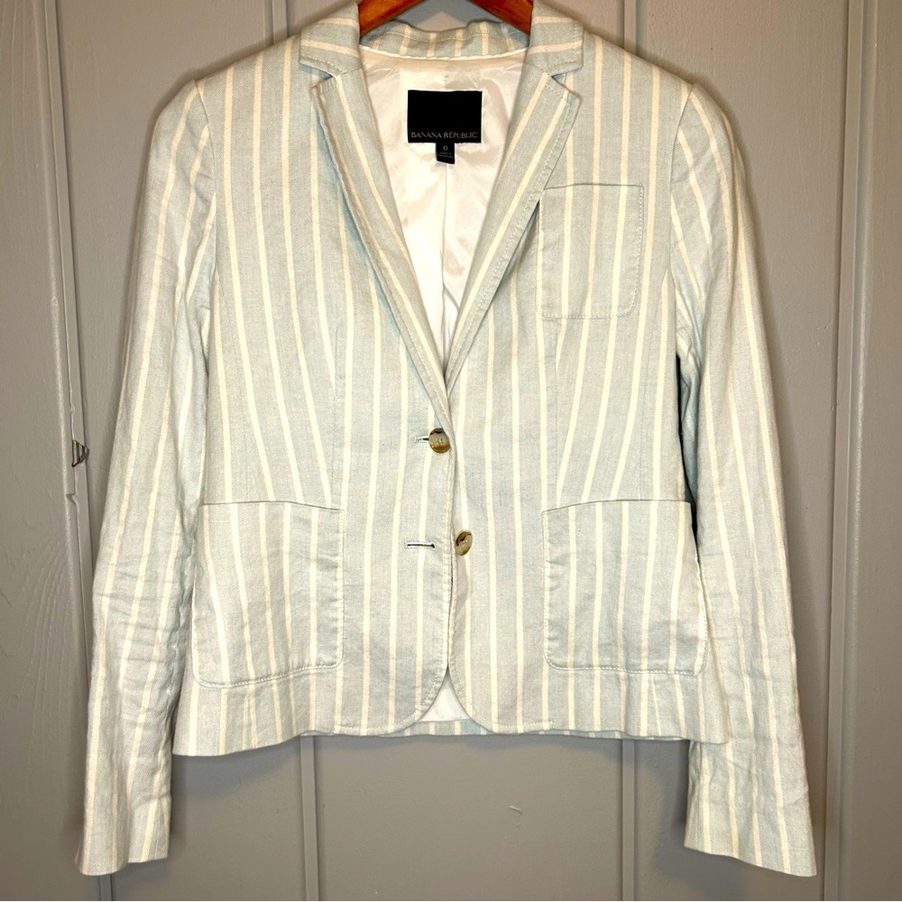 Banana Republic Blue Pinstripe Blazer Size 0